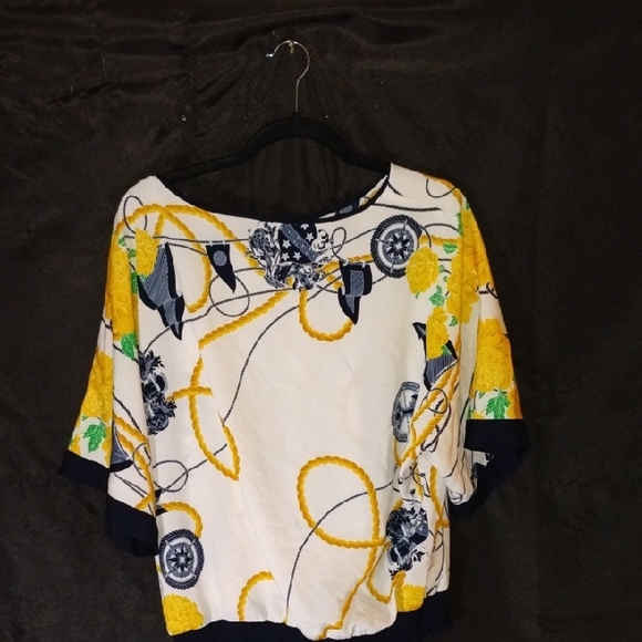 Floral Print Women's Bell Sleeve Top - Picture 2 of 6